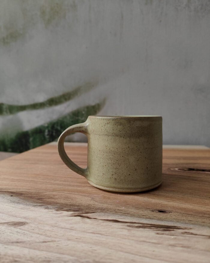 Neo Birch Mug. Handmade ceramic mug with oatmeal glaze.